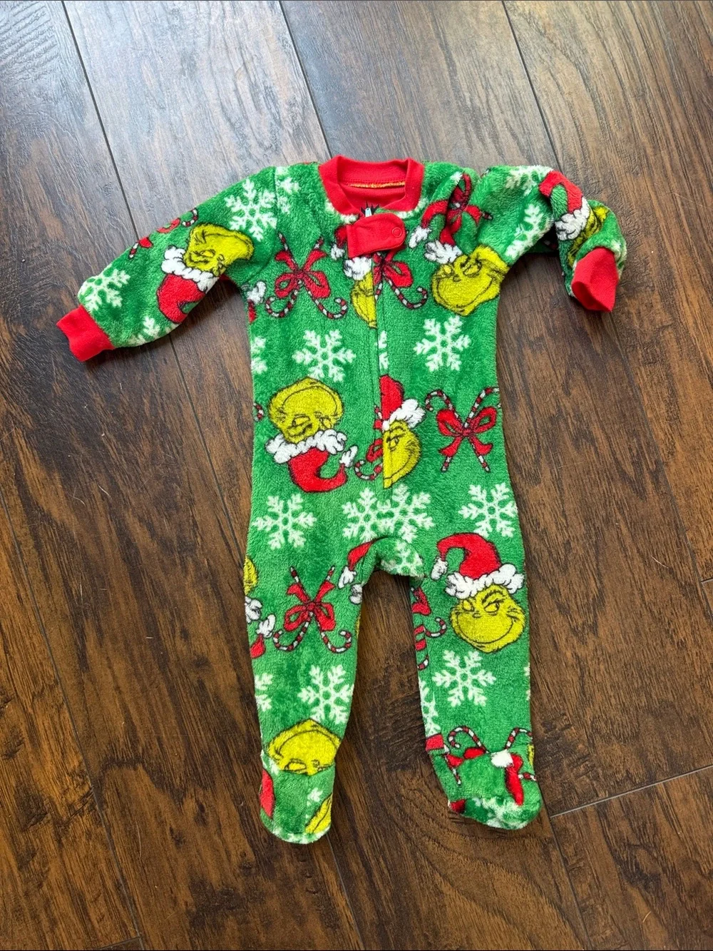Grinch Furry Christmas Pajama Onesie 6months